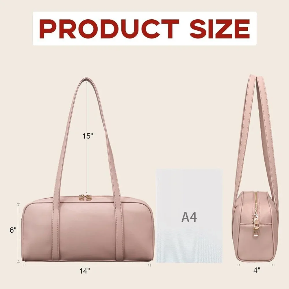 Vegan Leather Shoulder Bag for Women Retro Tote Satchel Crossbody Purse